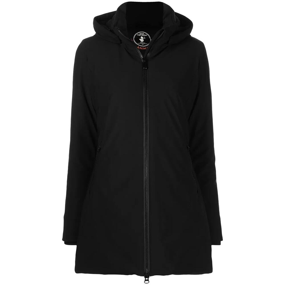 SAVE THE DUCK Womens Hooded Jacket Small 1 Animal Free NWT Black $428 Coat